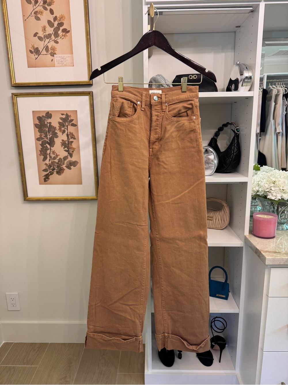 Rudes Denim wide Leg Jeans in Camel